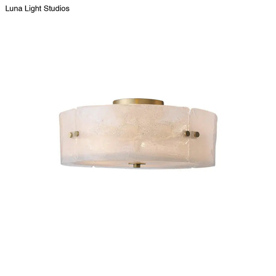 Mid Century White Glass Flush Mount Ceiling Light With 4 - Bulb Circle Design