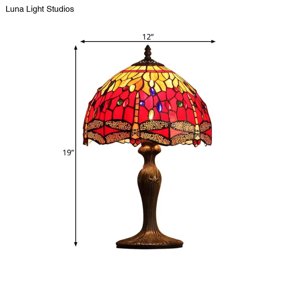 Mila - Dragonfly Table Lighting Stained Glass Tiffany Style Lamp