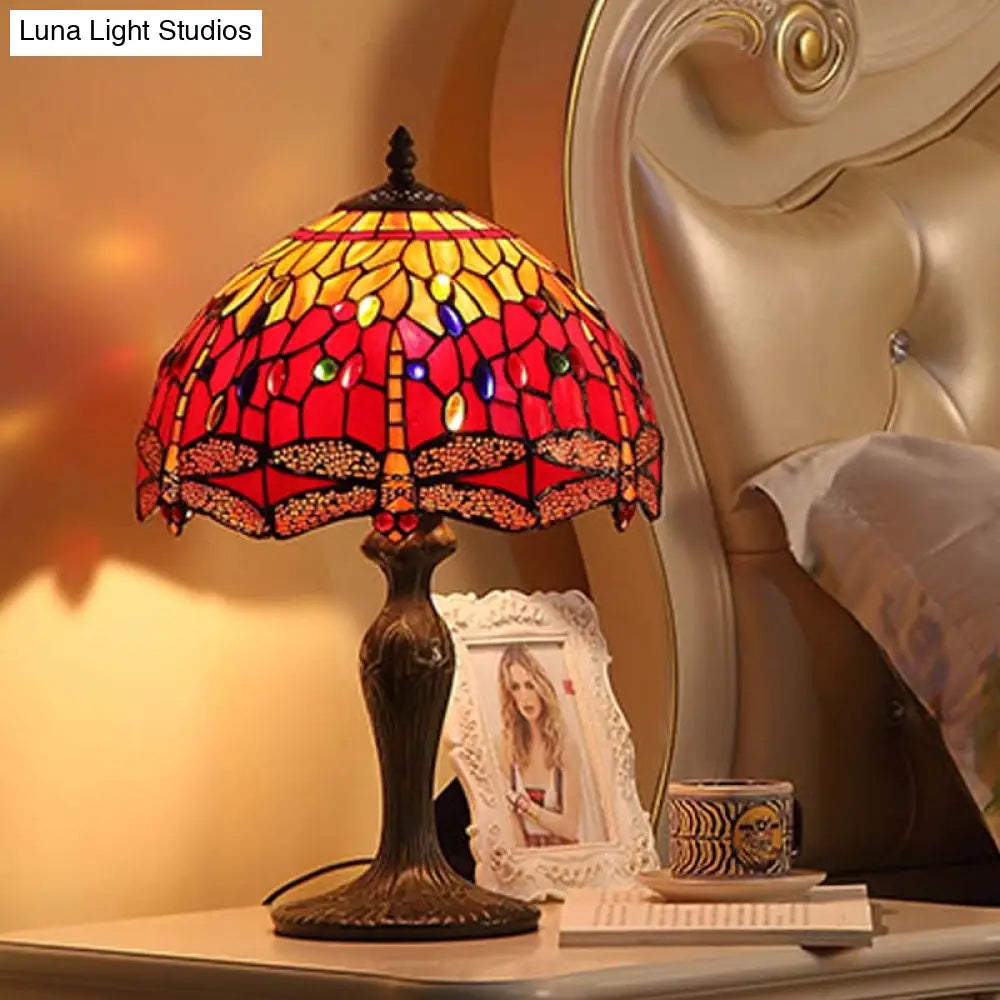 Mila - Dragonfly Table Lighting Stained Glass Tiffany Style Lamp