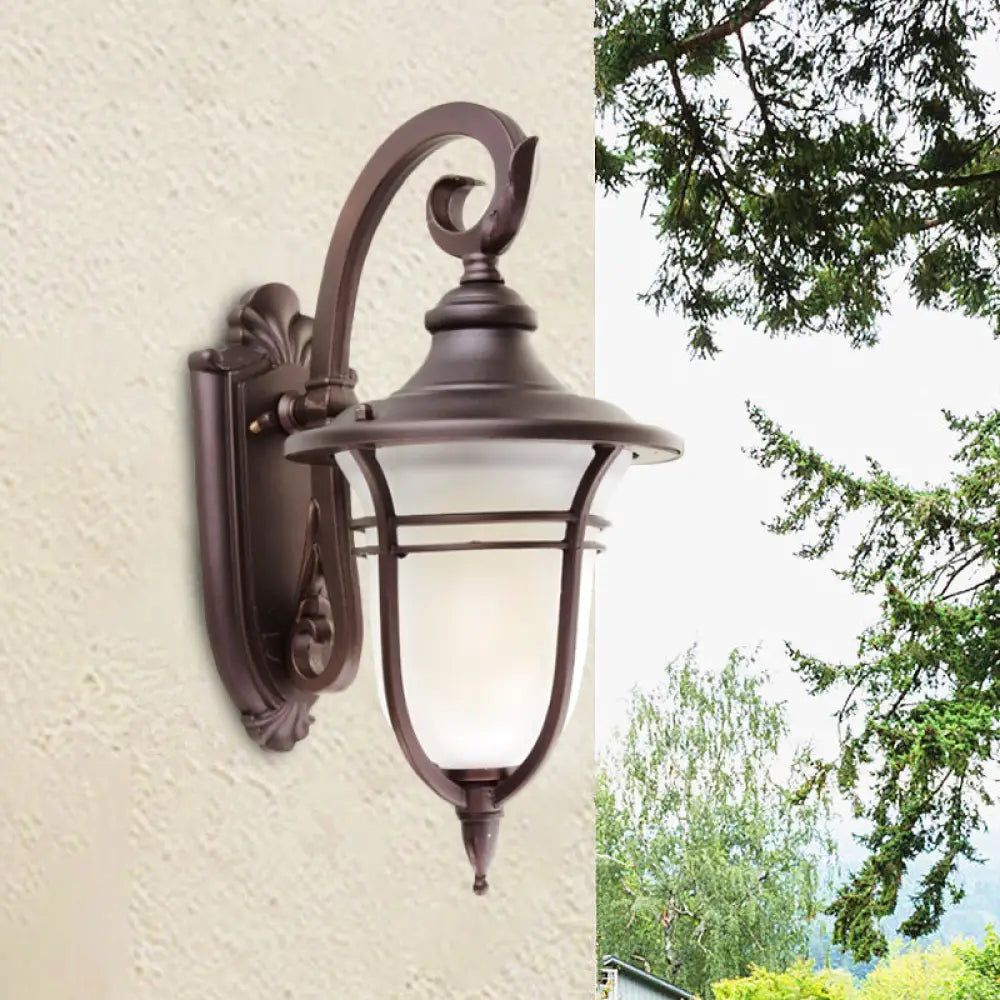 Milk Glass Coffee Sconce Lamp: Countryside Wall Mounted Light Fixture For Courtyard