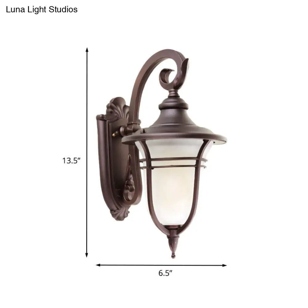 Milk Glass Coffee Sconce Lamp: Countryside Wall Mounted Light Fixture For Courtyard