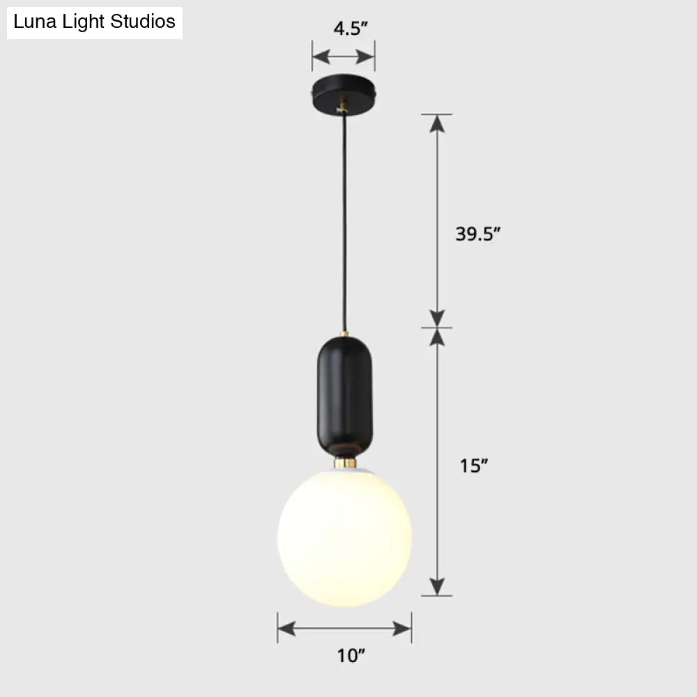 Milky Glass Ball Pendant Lamp - Simplicity 1-Bulb Fixture For Living Room Lighting