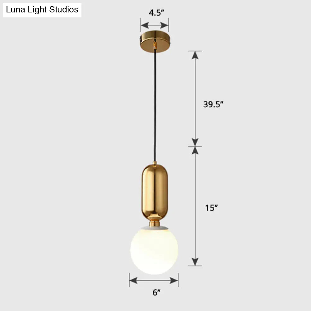 Milky Glass Ball Pendant Lamp - Simplicity 1-Bulb Lighting Fixture For Living Room