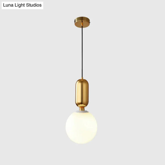 Milky Glass Ball Pendant Lamp - Simplicity 1-Bulb Lighting Fixture For Living Room Gold / 10