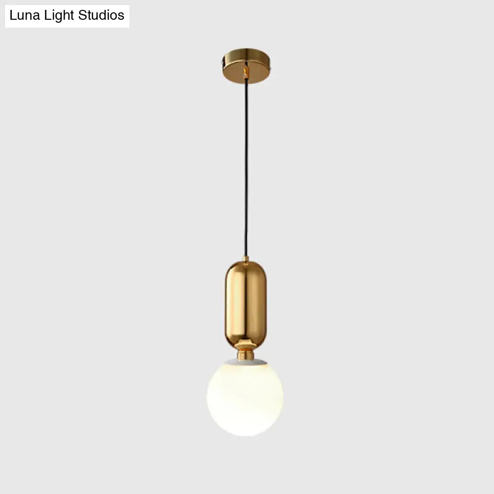 Milky Glass Ball Pendant Lamp - Simplicity 1-Bulb Lighting Fixture For Living Room Gold / 6.5