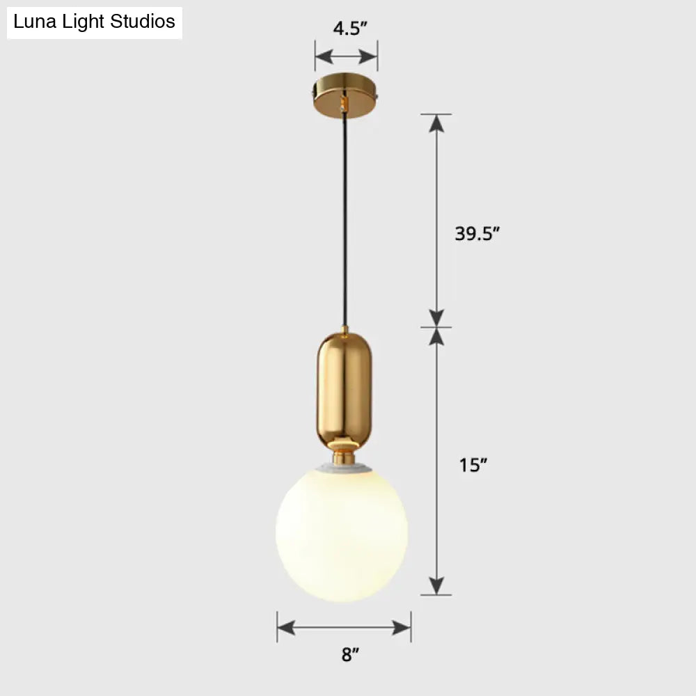 Milky Glass Ball Pendant Lamp - Simplicity 1-Bulb Lighting Fixture For Living Room