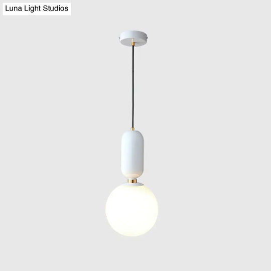 Milky Glass Ball Pendant Lamp - Simplicity 1-Bulb Lighting Fixture For Living Room White / 10