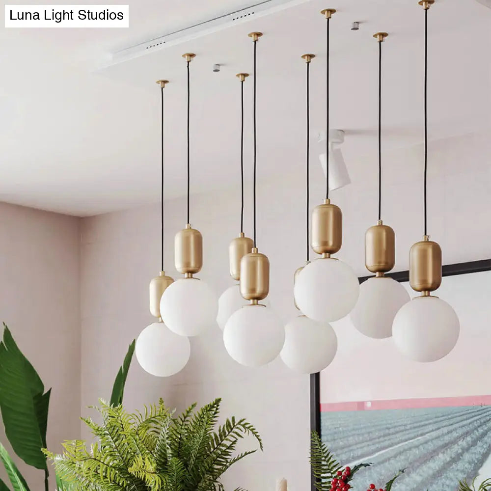 Milky Glass Ball Pendant Lamp - Simplicity 1-Bulb Lighting Fixture For Living Room