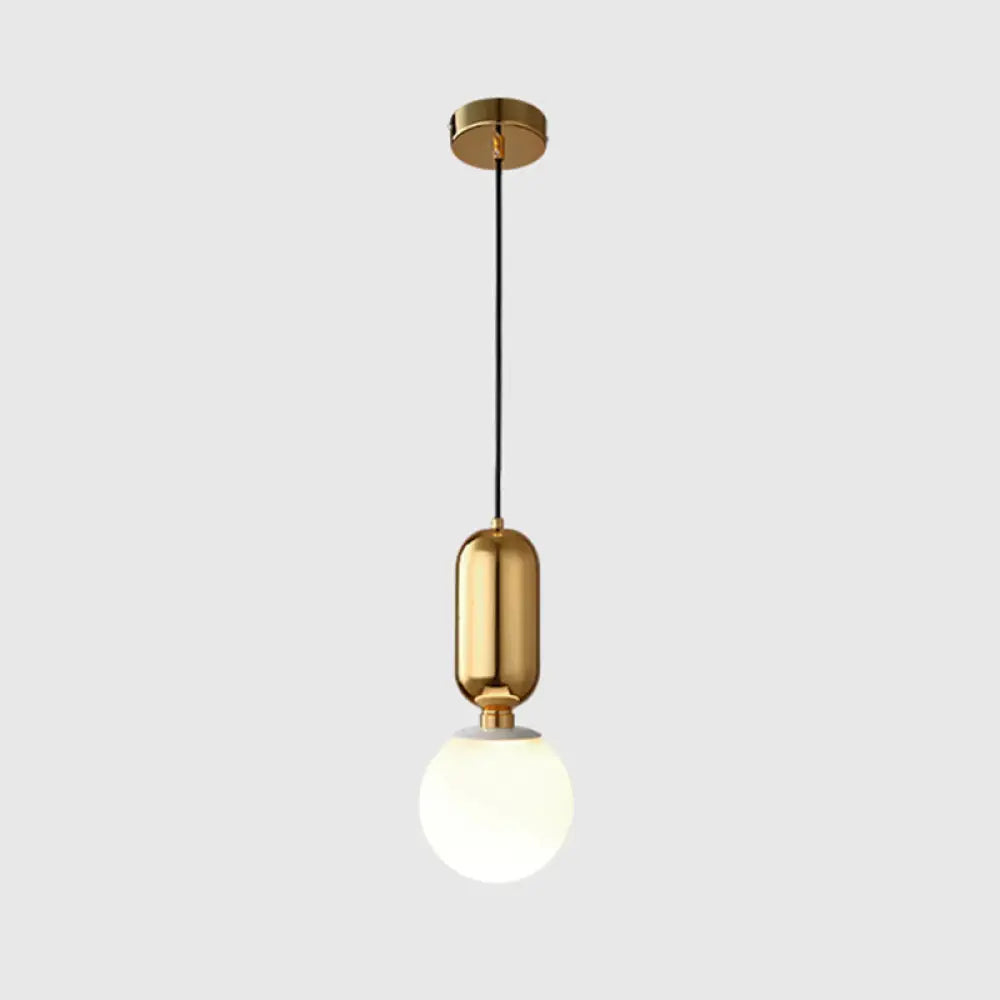 Milky Glass Ball Pendant Lamp - Simplicity 1-Bulb Fixture For Living Room Lighting Gold / 6.5’