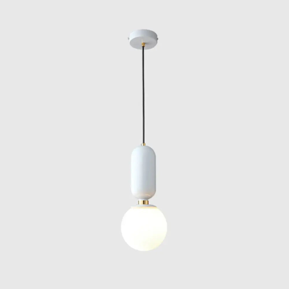 Milky Glass Ball Pendant Lamp - Simplicity 1-Bulb Fixture For Living Room Lighting White / 6.5’