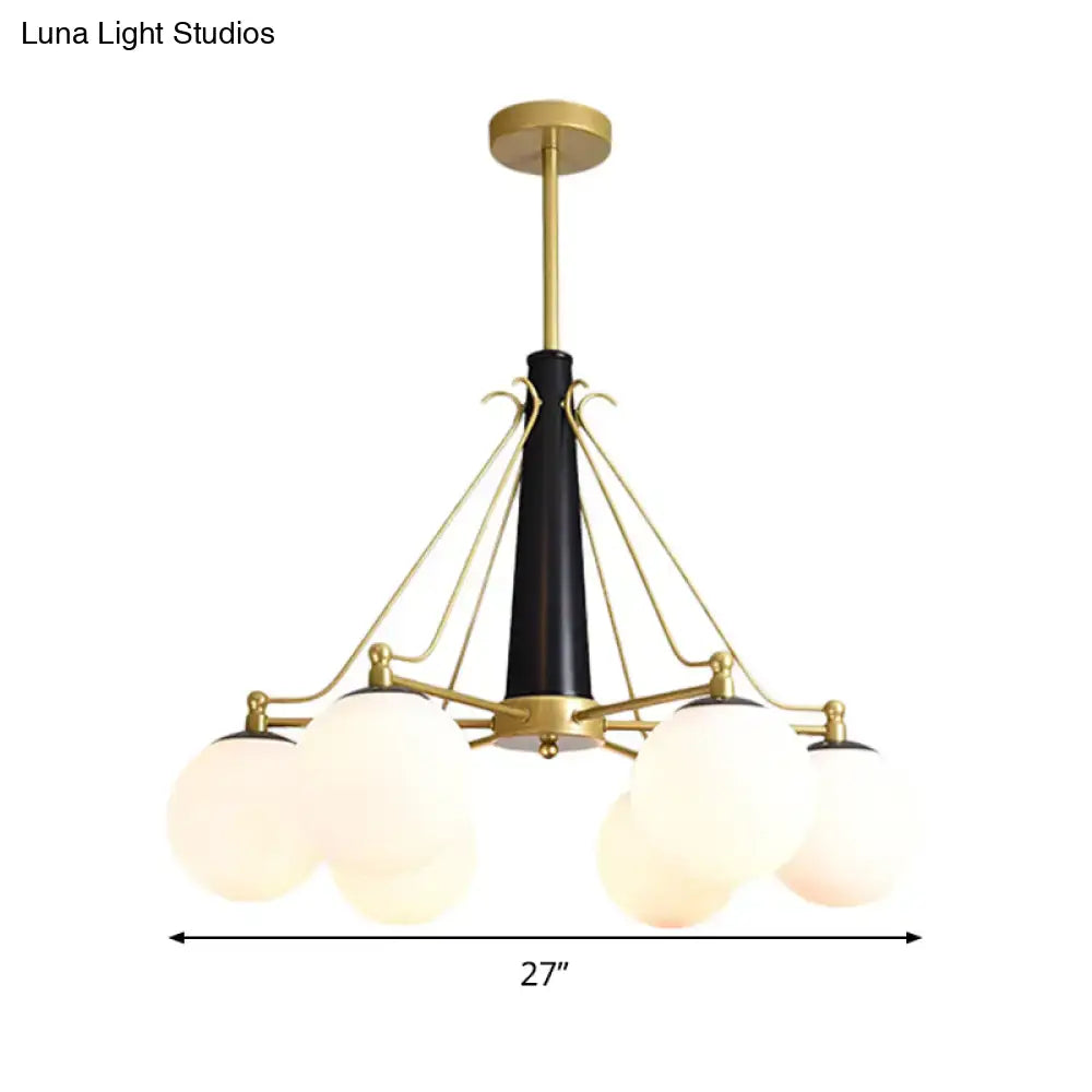 Milky Glass Chandelier Light Fixture - Modern Style 6/8 Lights Gold Finish Ideal For Living Room