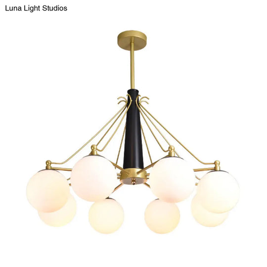 Milky Glass Chandelier Pendant Light - Modern Global Style Gold Finish 6/8 Lights Ideal For Living