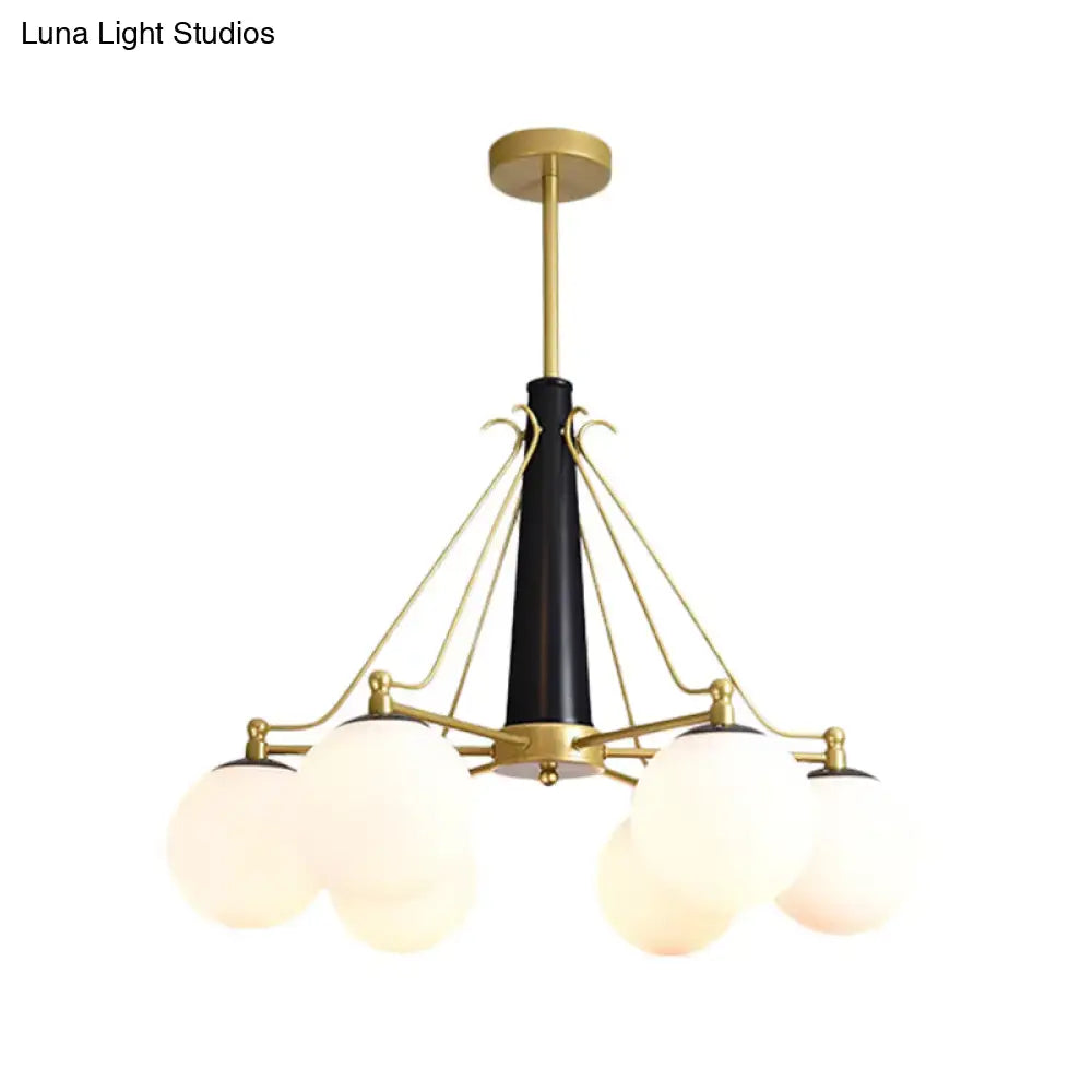 Milky Glass Chandelier Light Fixture - Modern Style 6/8 Lights Gold Finish Ideal For Living Room