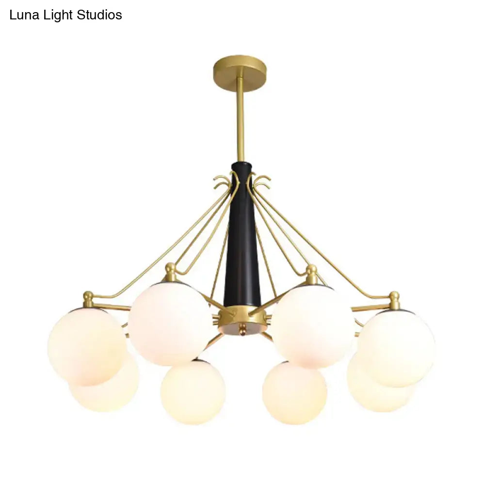 Milky Glass Chandelier Light Fixture - Modern Style 6/8 Lights Gold Finish Ideal For Living Room