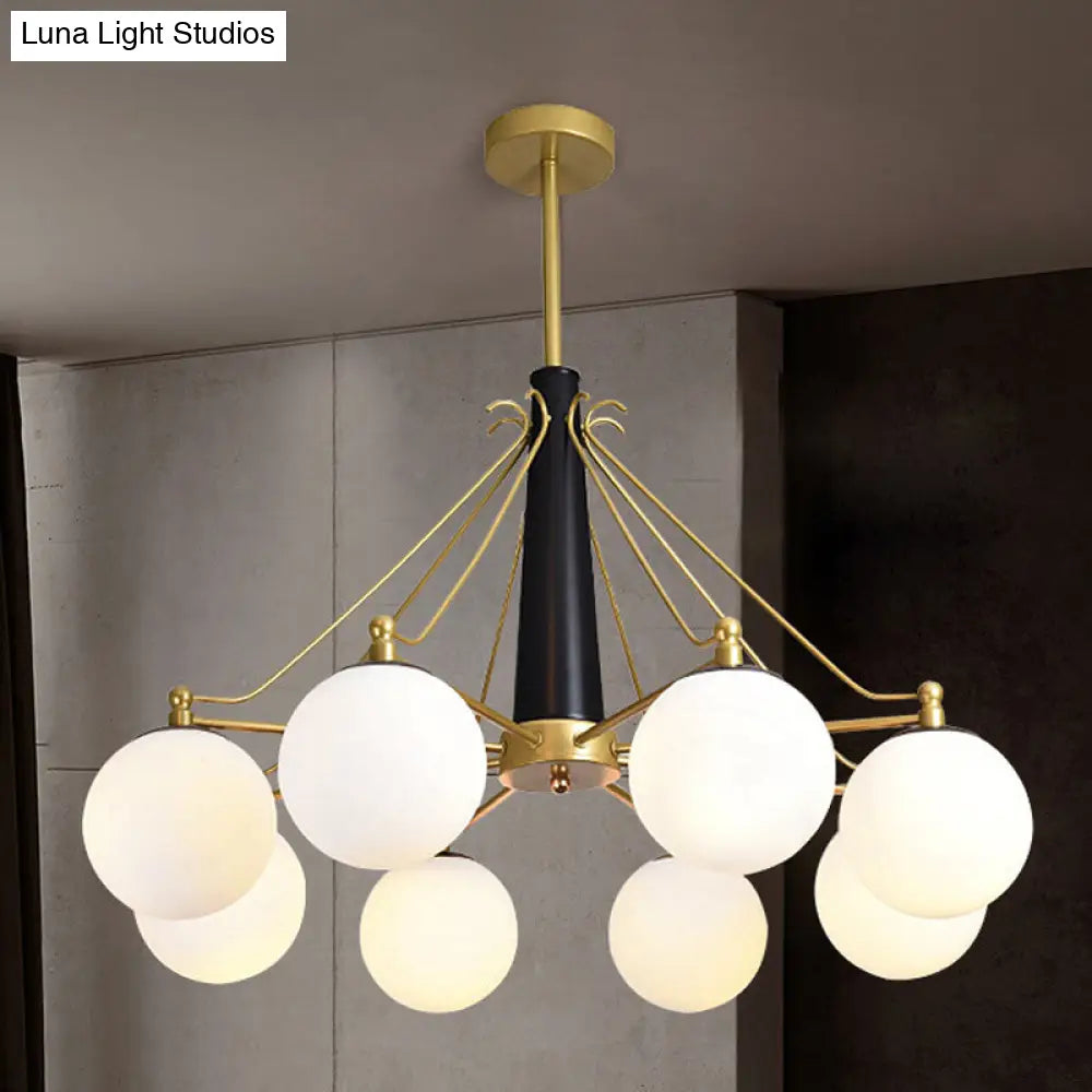 Milky Glass Chandelier Pendant Light - Modern Global Style Gold Finish 6/8 Lights Ideal For Living