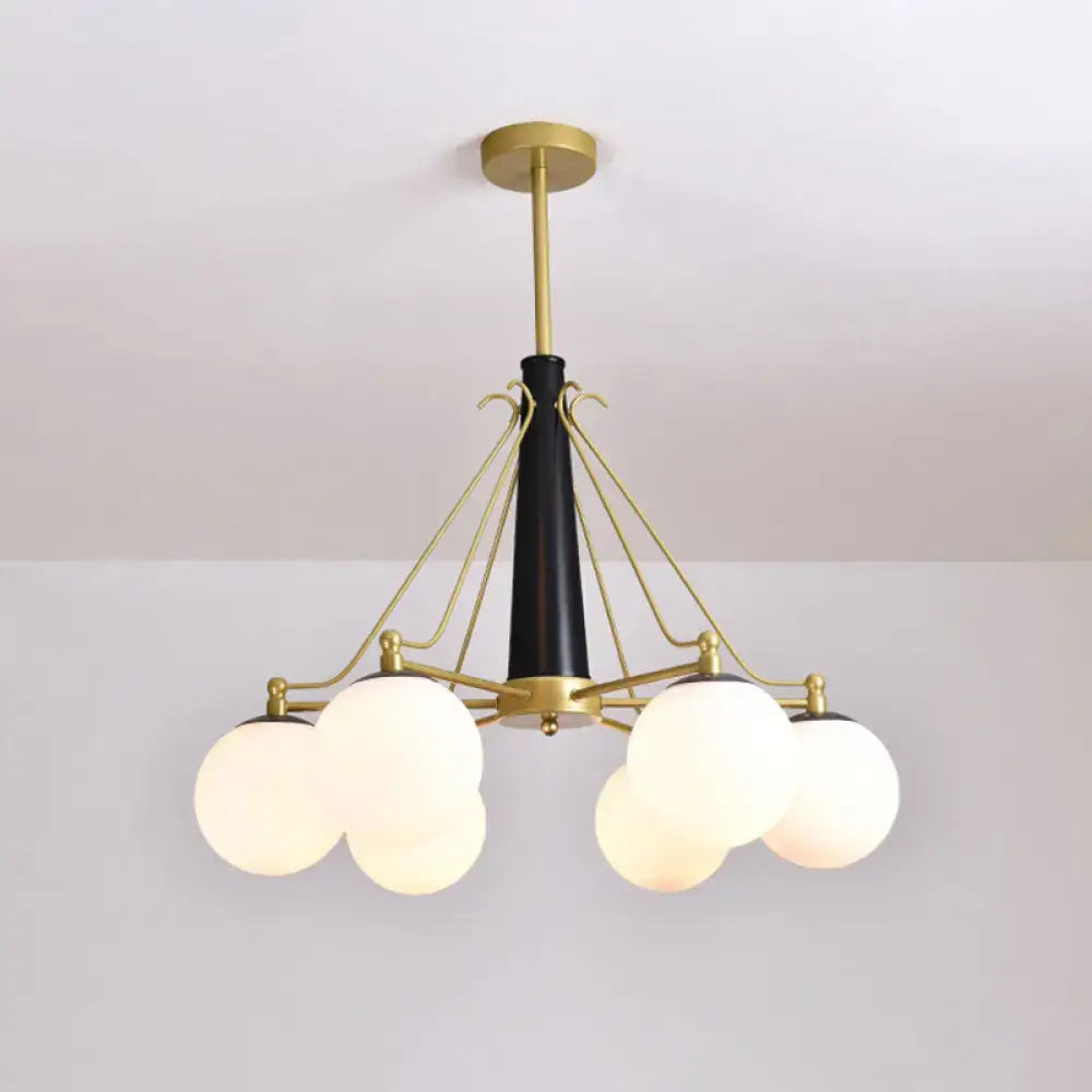 Milky Glass Chandelier Light Fixture - Modern Style 6/8 Lights Gold Finish Ideal For Living Room