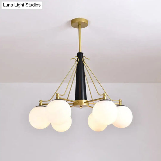 Milky Glass Chandelier Pendant Light - Modern Global Style Gold Finish 6/8 Lights Ideal For Living