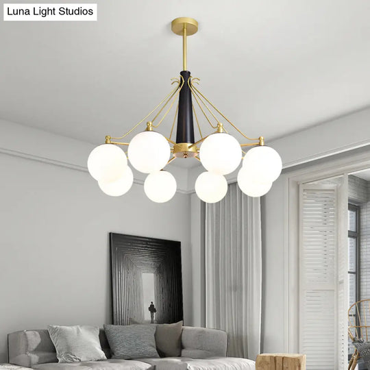 Milky Glass Chandelier Pendant Light - Modern Global Style Gold Finish 6/8 Lights Ideal For Living