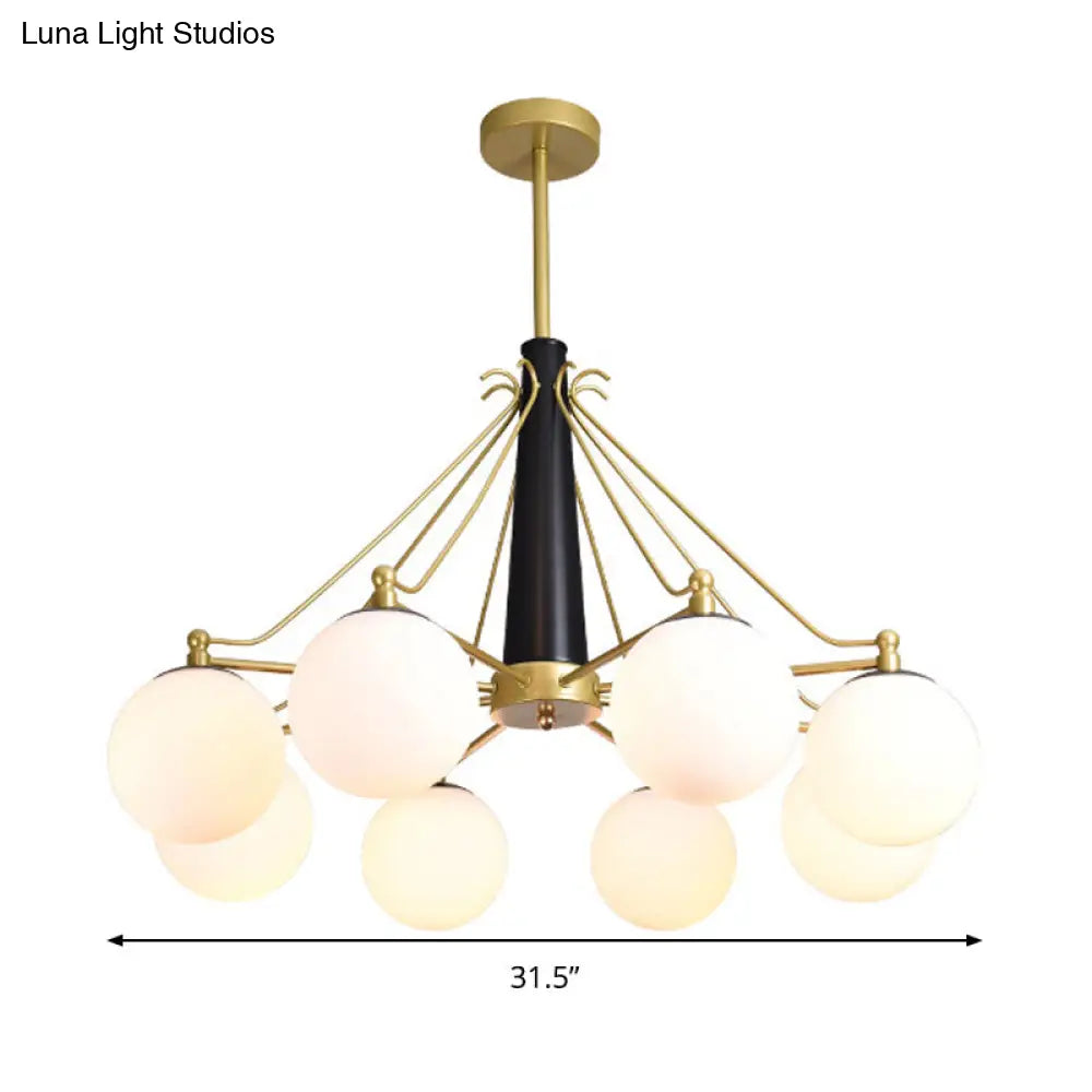 Milky Glass Chandelier Pendant Light - Modern Global Style Gold Finish 6/8 Lights Ideal For Living