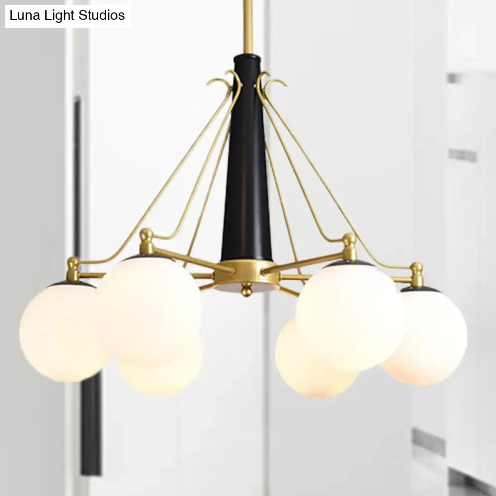 Milky Glass Chandelier Light Fixture - Modern Style 6/8 Lights Gold Finish Ideal For Living Room