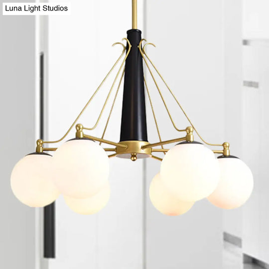 Milky Glass Chandelier Pendant Light - Modern Global Style Gold Finish 6/8 Lights Ideal For Living