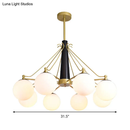 Milky Glass Chandelier Pendant Light - Modern Global Style Gold Finish 6/8 Lights Ideal For Living