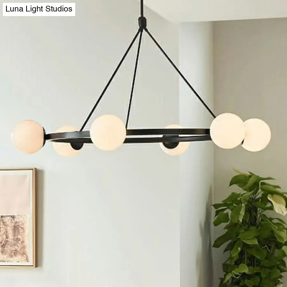 Modern Milky Glass Pendant Light: Minimalist Circular Chandelier For Living Room Ceiling