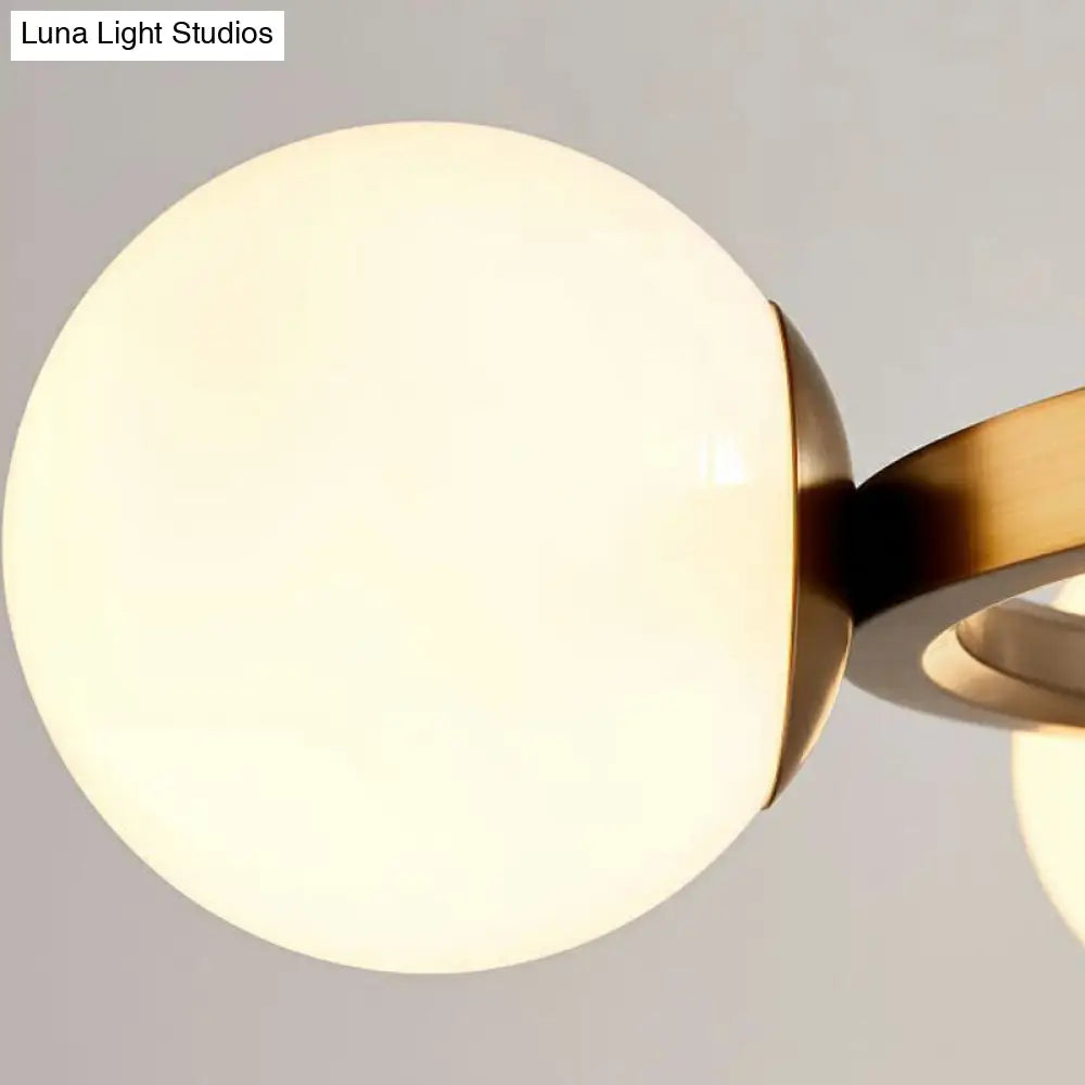 Modern Milky Glass Pendant Light: Minimalist Circular Chandelier For Living Room Ceiling