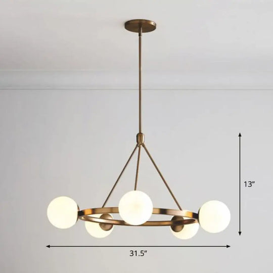 Milky Glass Hand Lamp: Minimalist Circular Pendant For Living Room Ceiling Chandelier 5 / Gold