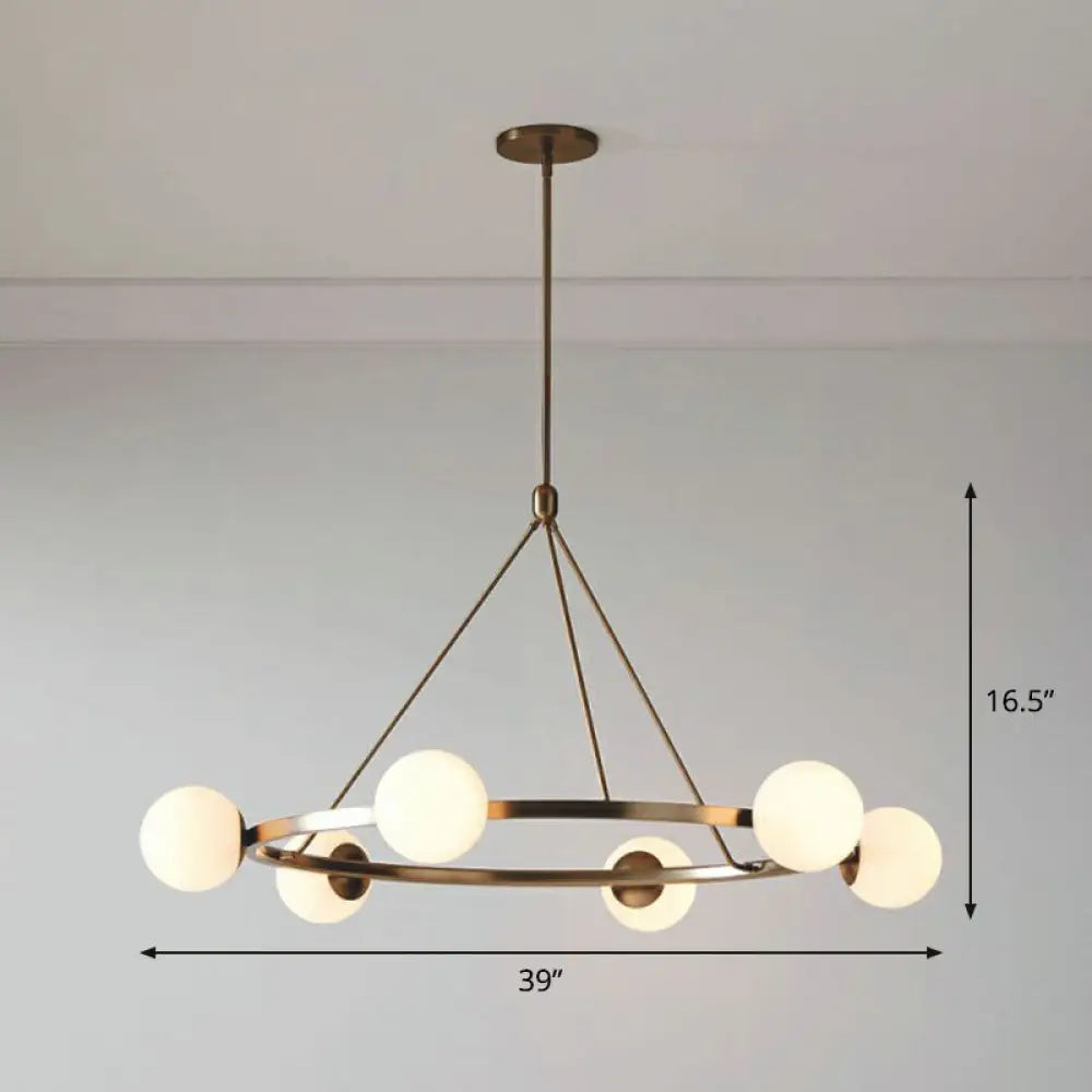 Milky Glass Hand Lamp: Minimalist Circular Pendant For Living Room Ceiling Chandelier 6 / Gold