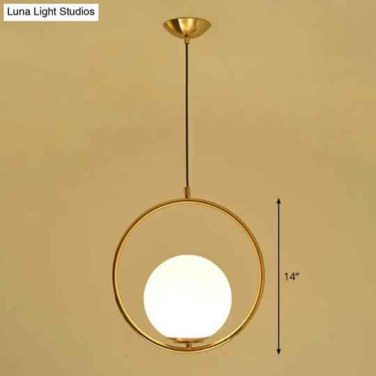 Milky Glass Kitchen Pendant Light- Modern Single-Bulb Hanging Ceiling Fixture