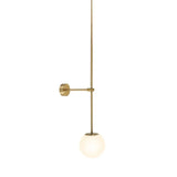 Milky Glass Orb Wall Light Fixture - Simple 1-Light Sconce With Pencil Arm Corridor Lamp