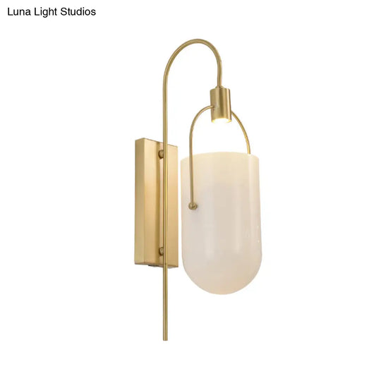 Milky Glass Pill Capsule Sconce: Modern Wall Mounted Lighting With Brass Finish