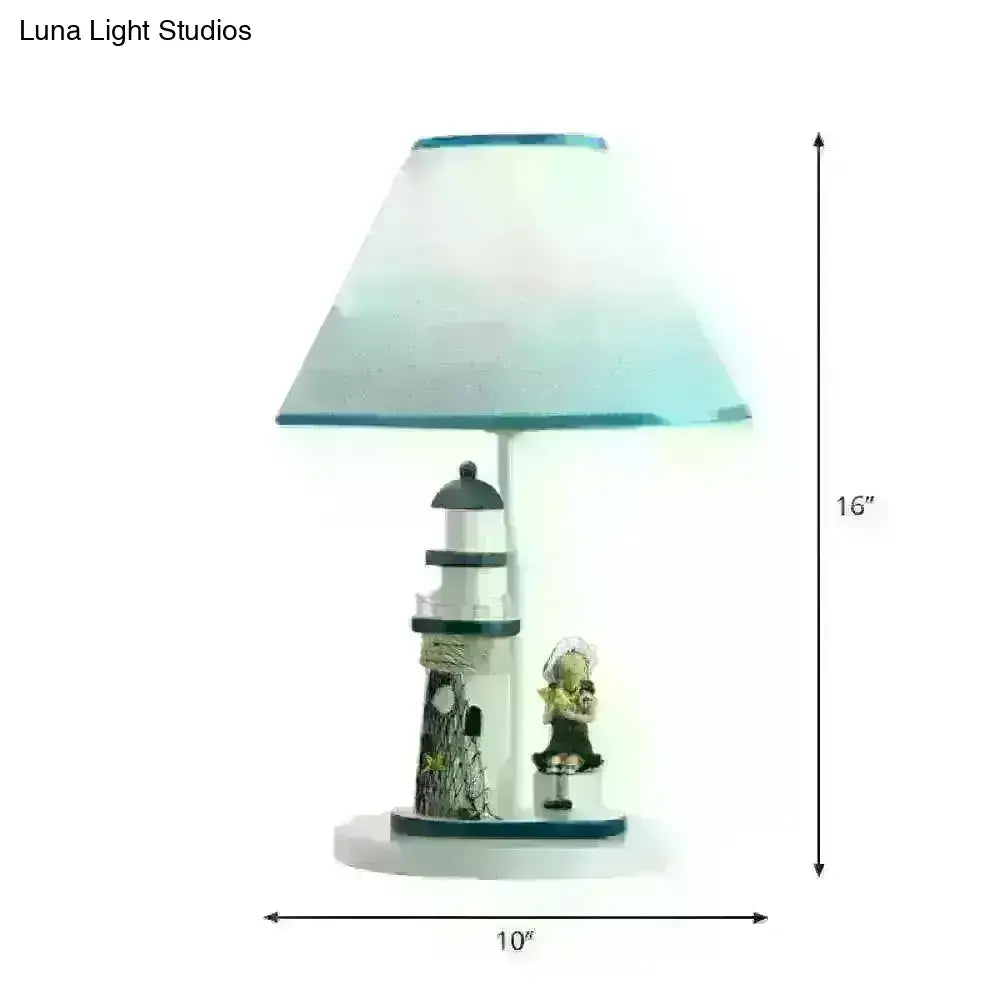 Minelava - Kids Conical Task Lighting Style Fabric 1-Head Bedroom Table Light With Boy/Girl And