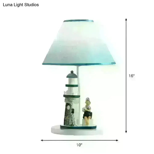 Minelava - Kids Conical Task Lighting Style Fabric 1-Head Bedroom Table Light With Boy/Girl And