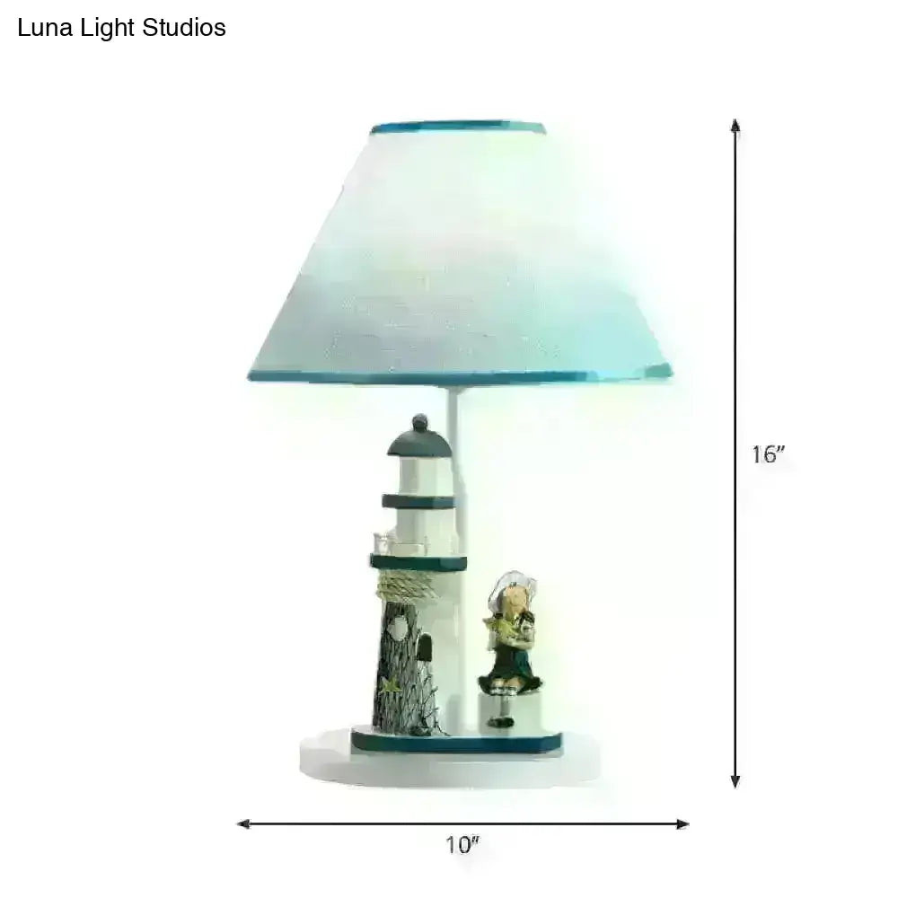 Minelava - Kids Conical Task Lighting Style Fabric 1-Head Bedroom Table Light With Boy/Girl And