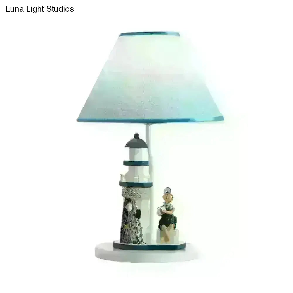 Minelava - Kids Conical Task Lighting Style Fabric 1-Head Bedroom Table Light With Boy/Girl And