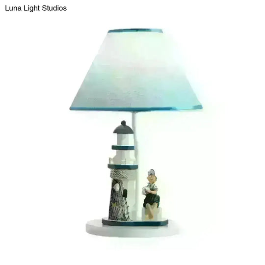 Minelava - Kids Conical Task Lighting Style Fabric 1-Head Bedroom Table Light With Boy/Girl And