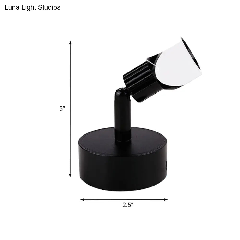 Mini Aluminum Led Spotlight Wall Lamp - Contemporary Style Black/White With/Without Switch