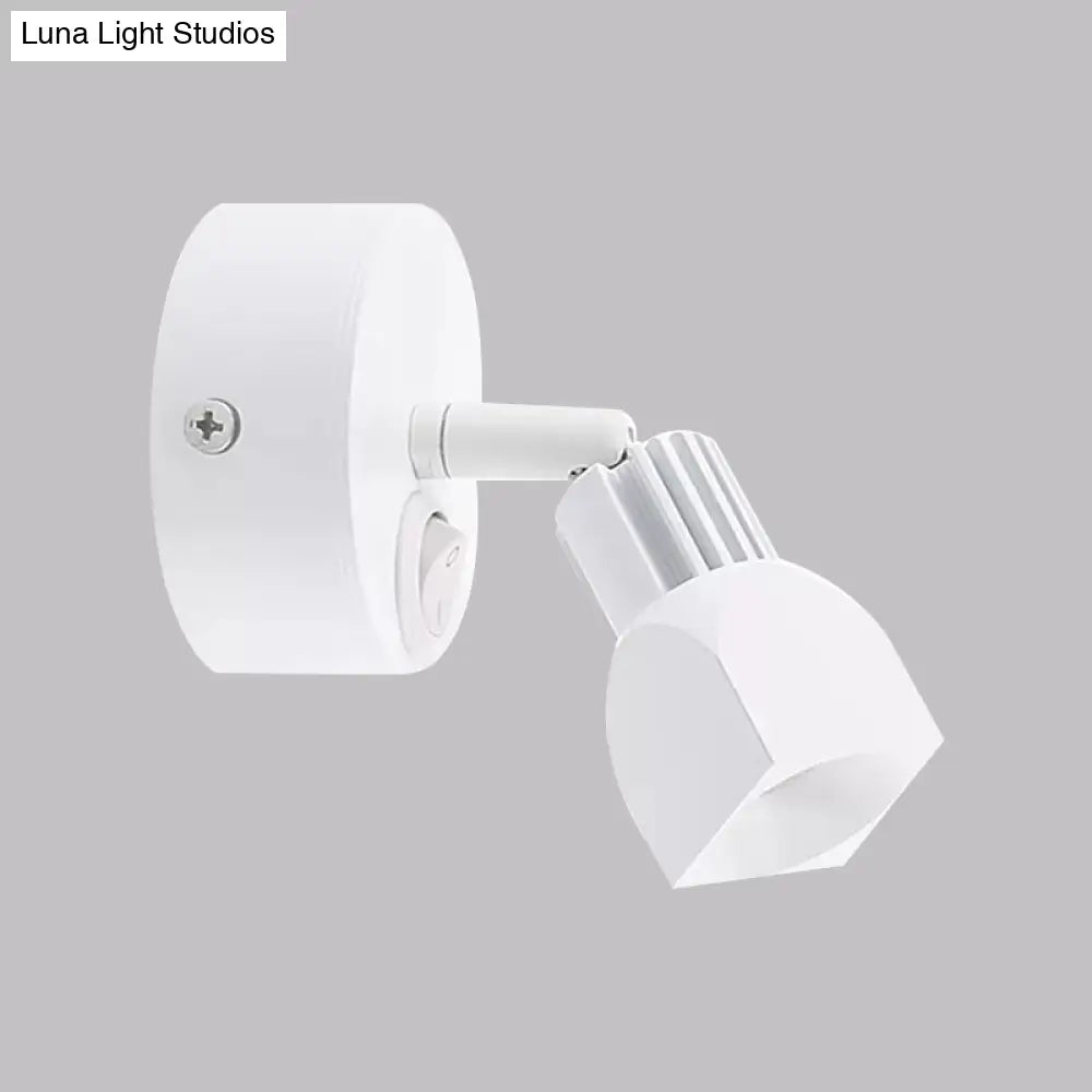 Mini Aluminum Led Spotlight Wall Lamp - Contemporary Style Black/White With/Without Switch