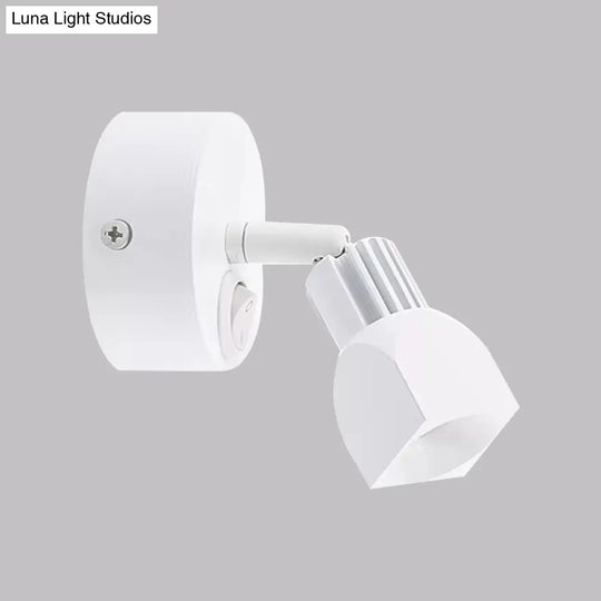 Mini Aluminum Led Spotlight Wall Lamp - Contemporary Style Black/White With/Without Switch