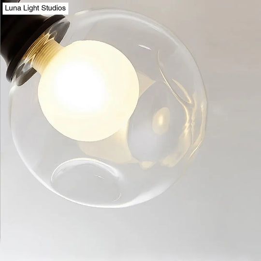 Simple Black Dual Blown Glass Flush Mount Ceiling Light - Mini Ball Design