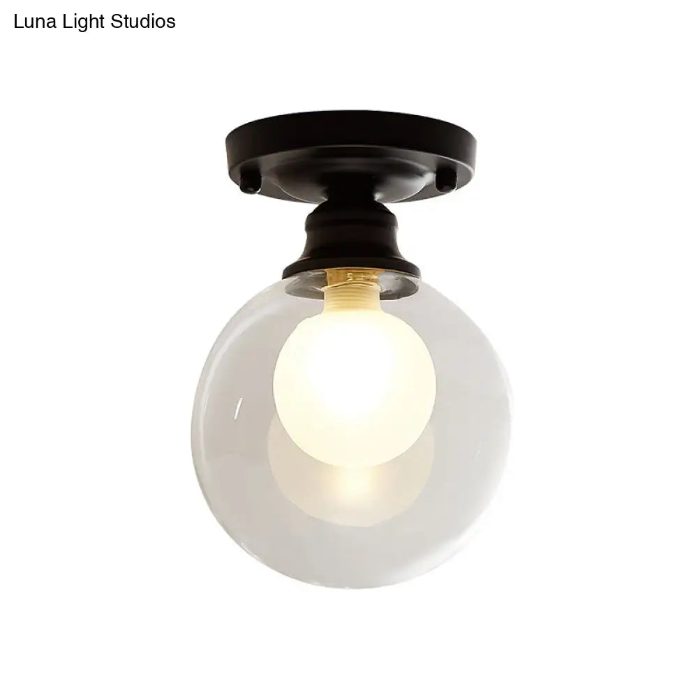 Simple Black Dual Blown Glass Flush Mount Ceiling Light - Mini Ball Design
