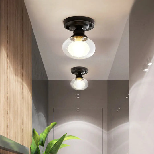 Mini Ball Black Ceiling Flush Mount Light With Dual Blown Glass For Simple And Elegant 1 - Light