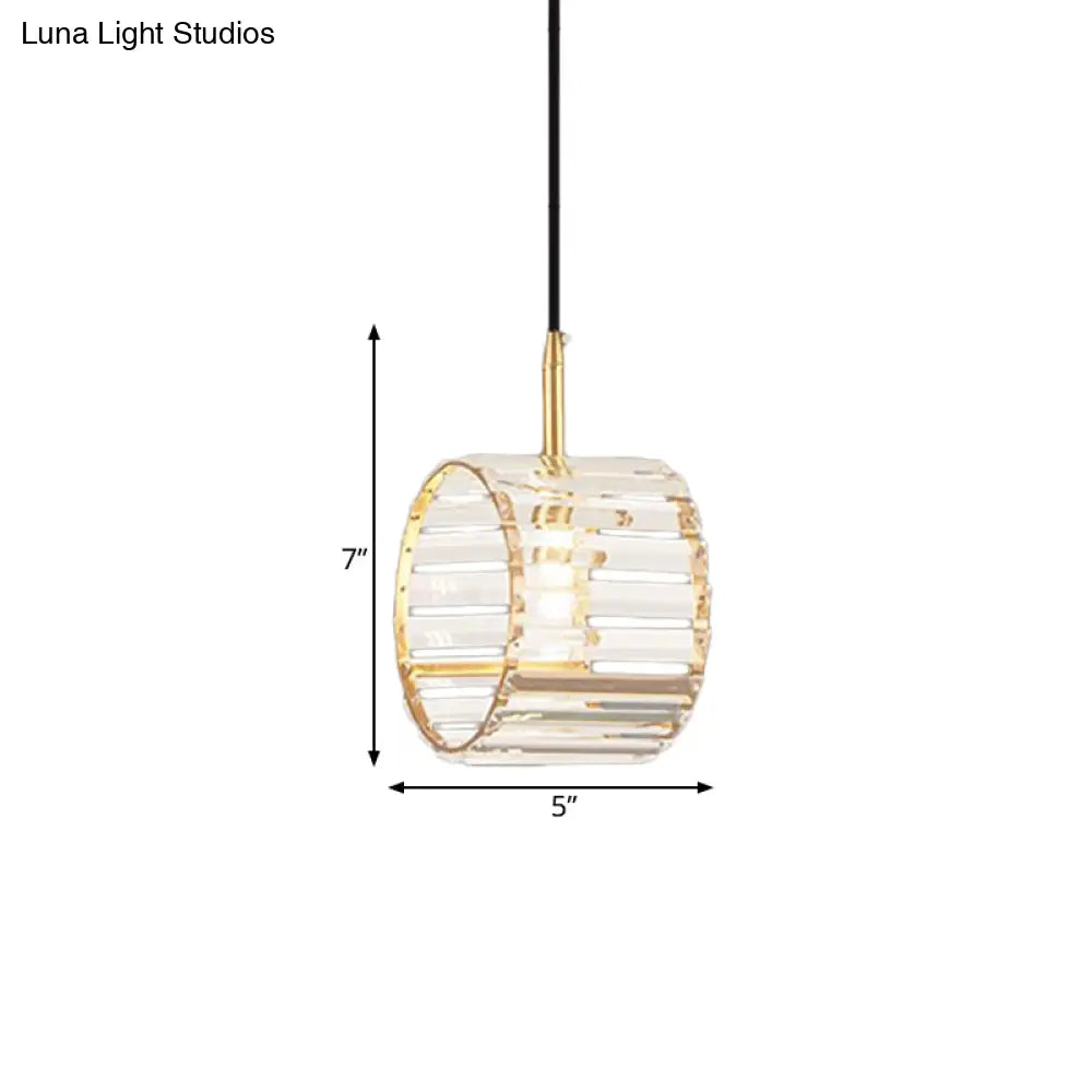 Mini Brass Wristband Pendulum Light With Crystal Prism – Stylish Dining Table Hanging Lamp Kit