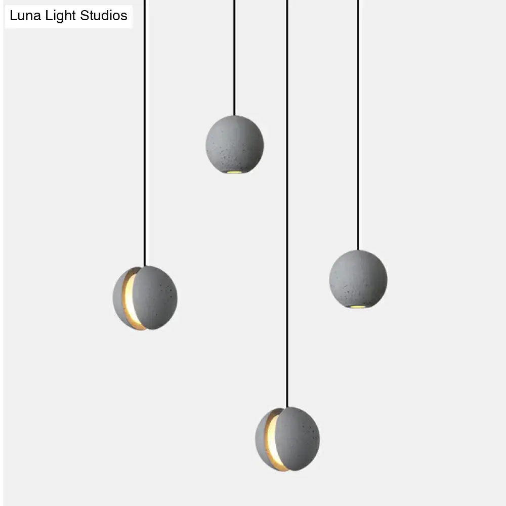 Mini Cement Pendant Light Grey Led Hanging Lamp For Bedroom - Simple & Novelty Design