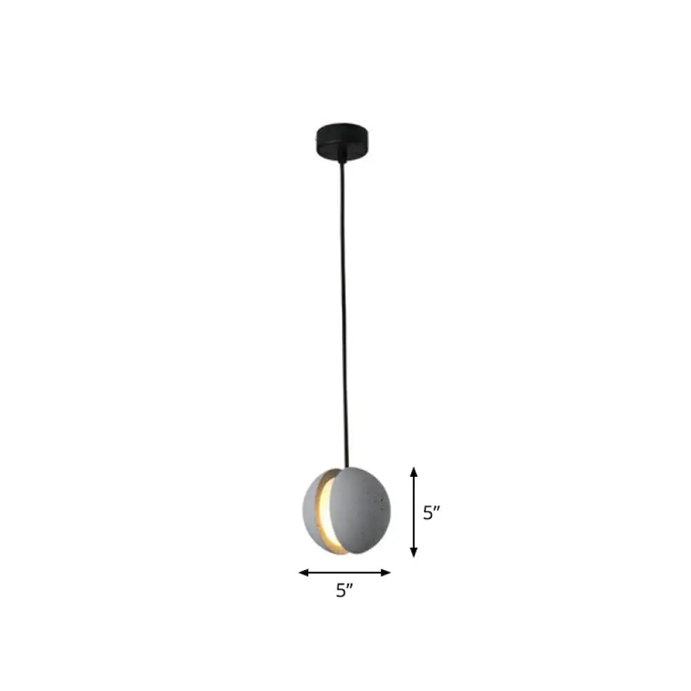 Mini Cement Pendant Light Grey Led Hanging Lamp For Bedroom - Simple & Novelty Design / Moon