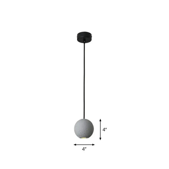 Mini Cement Pendant Light Grey Led Hanging Lamp For Bedroom - Simple & Novelty Design / Planet