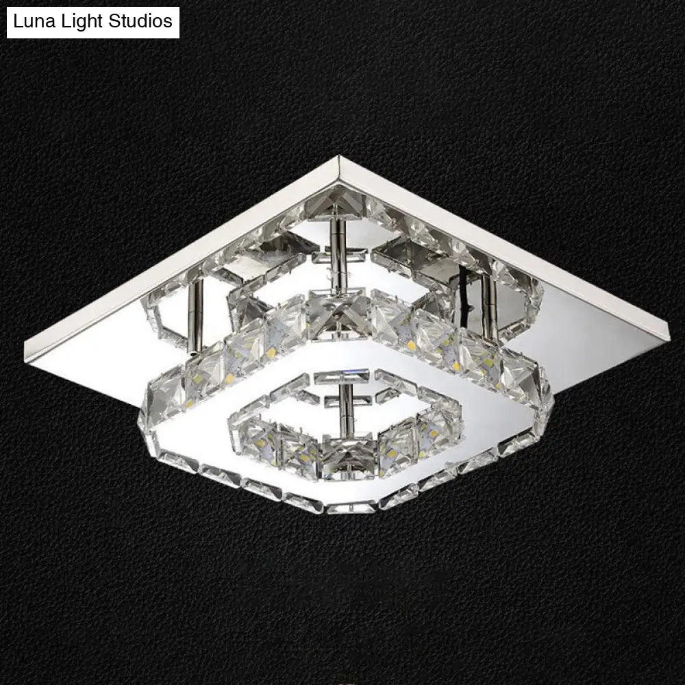 Mini Crystal-Encrusted Led Ceiling Light For Bedroom