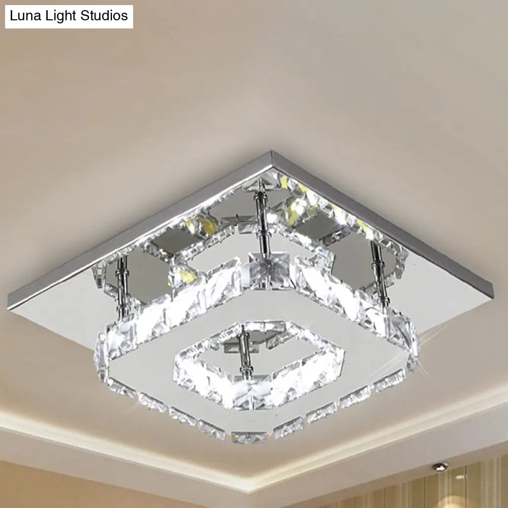 Mini Crystal-Encrusted Led Ceiling Light For Bedroom